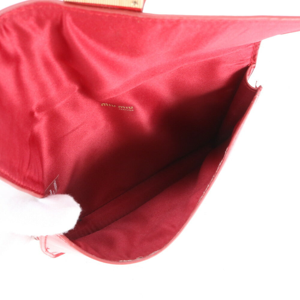 美品 ミュウミュウ パテント レザー クラッチ バッグ ハンド セカンド ポーチ トート ゴールド 金具 レディース RUE CK26-1