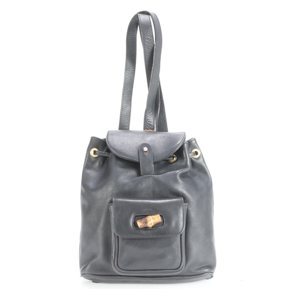 美品 ヴィンテージ オールド グッチ バンブー レザー リュックサック リュック バックパック ショルダー バッグ レディース EEE CS16-4