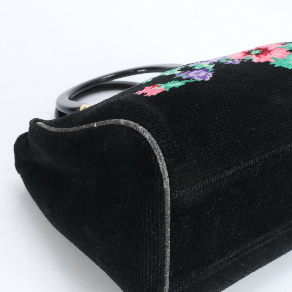 フェイラー シュニール織 フラワー 花柄 トート バッグ 肩掛け ショルダー ハンド ブラック 黒 ゴールド 金具 レディース EUE CL5-3