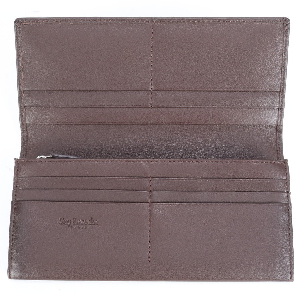 美品 ギ・ラロッシュ レザー 長財布 二つ折り ロング ウォレット ブラウン 札入れ ラウンドファスナー メンズ RUE CL14-7