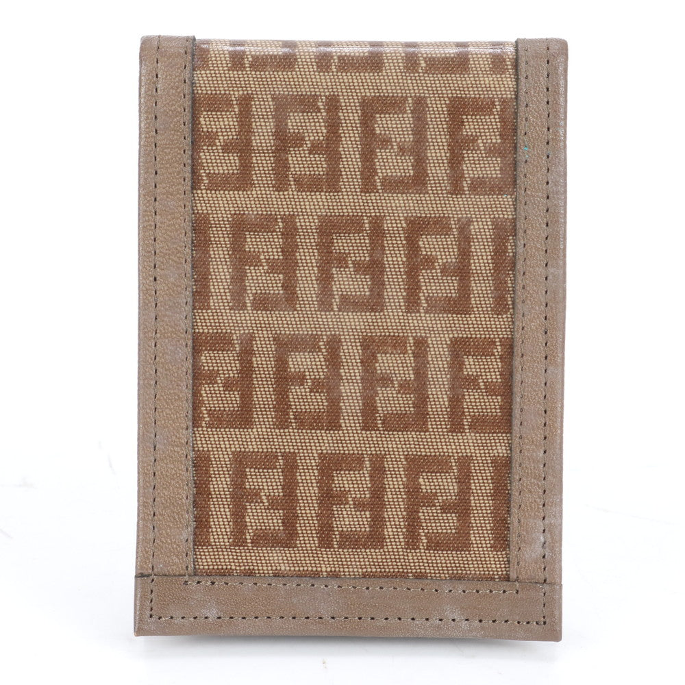 美品 ヴィンテージ フェンディ ズッカ FF ロゴ レザー カードケース 名刺入れ 二つ折り 財布 ウォレット レディース RUE CL15-7