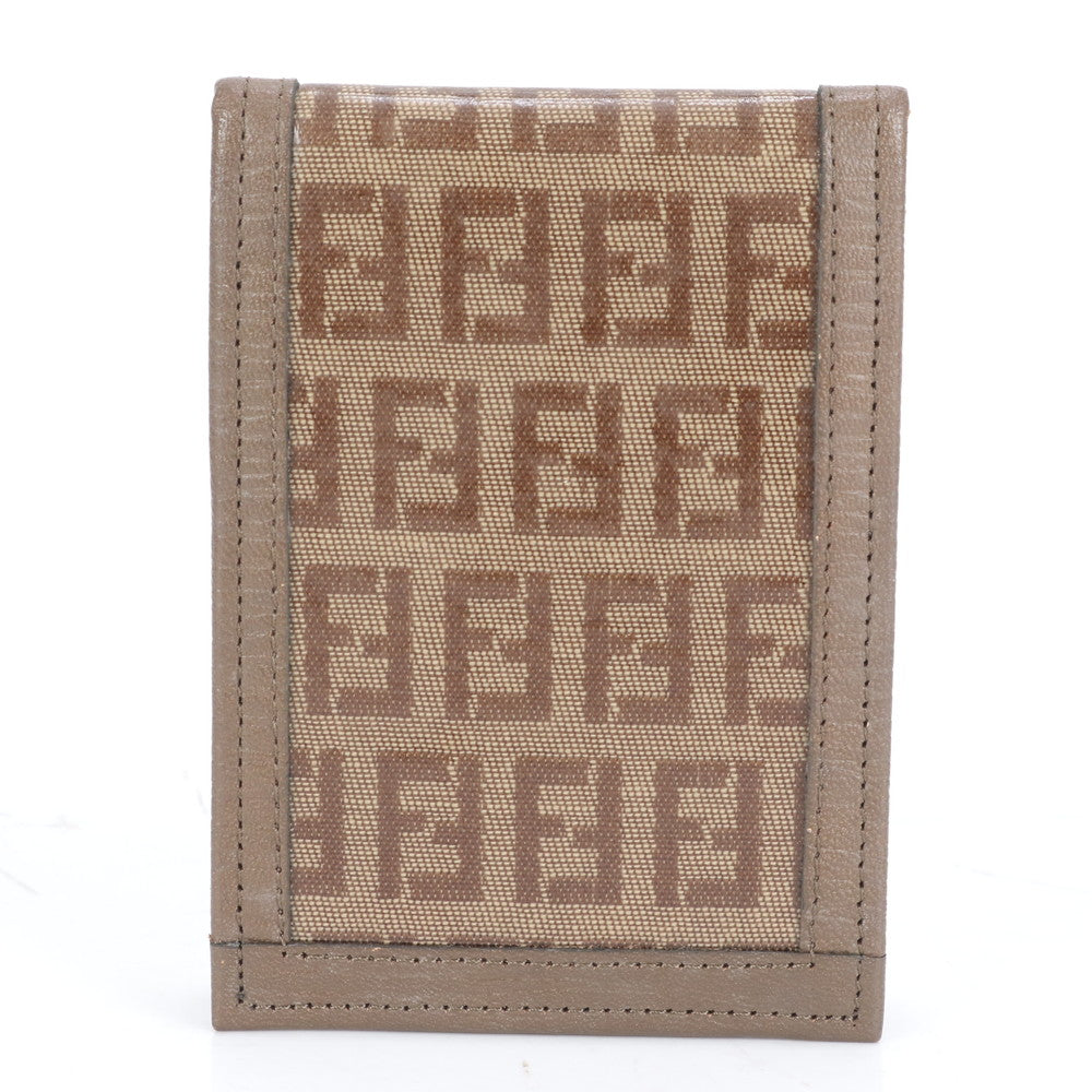 美品 ヴィンテージ フェンディ ズッカ FF ロゴ レザー カードケース 名刺入れ 二つ折り 財布 ウォレット レディース RUE CL15-7