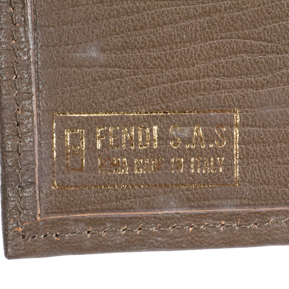 美品 ヴィンテージ フェンディ ズッカ FF ロゴ レザー カードケース 名刺入れ 二つ折り 財布 ウォレット レディース RUE CL15-7