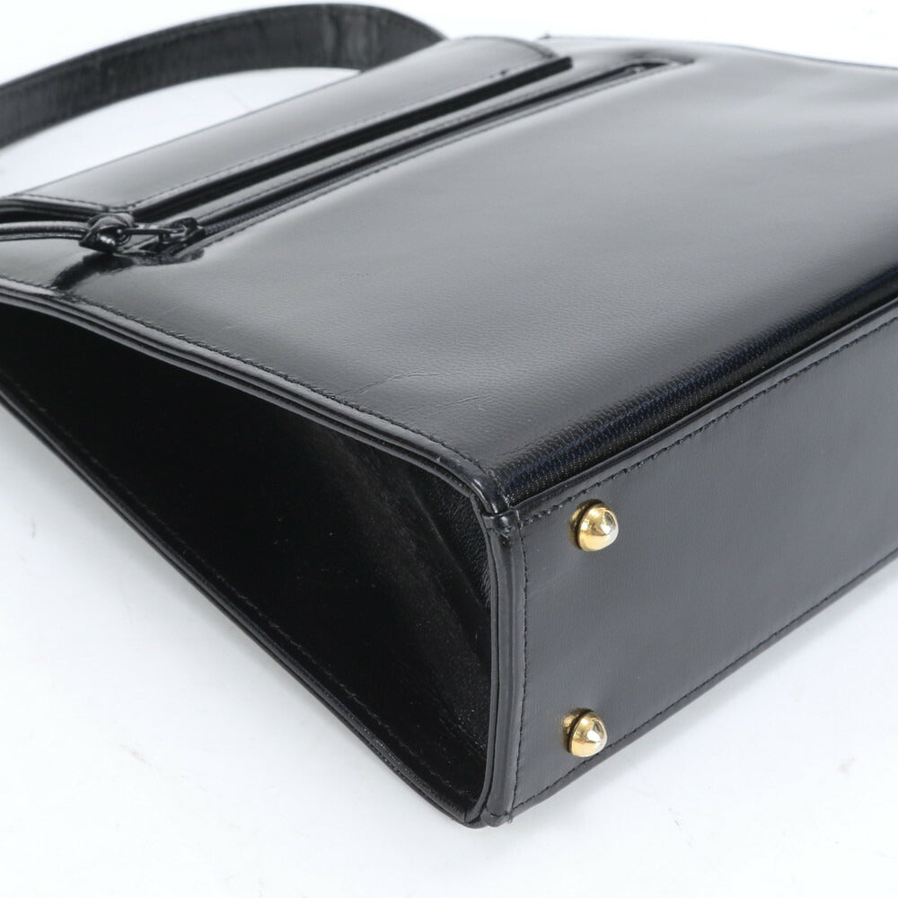 美品 ハナエモリ レザー トップハンドル ハンドバッグ トート ブラック 黒 フォーマル レディース RRE CM8-8