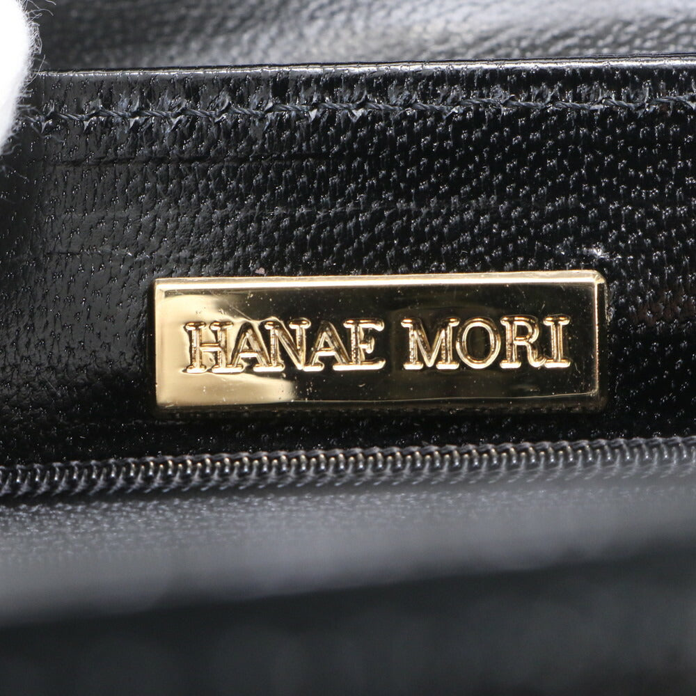 美品 ハナエモリ レザー トップハンドル ハンドバッグ トート ブラック 黒 フォーマル レディース RRE CM8-8