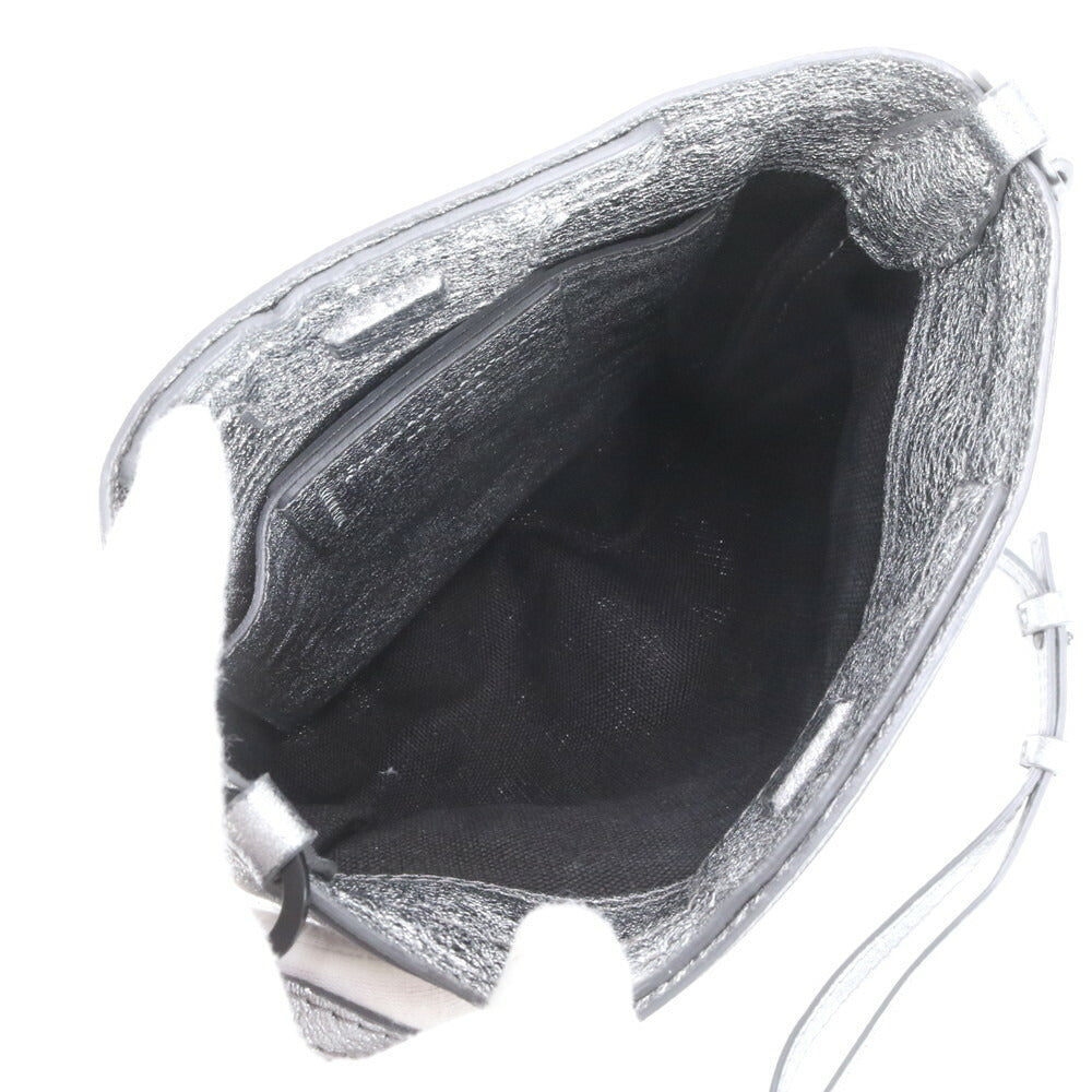 美品 ファロルニ イタリア製 メッシュ 編み込み レザー ショルダーバッグ 斜め掛け クロスボディ ハンド トート レディース RRE CM8-7