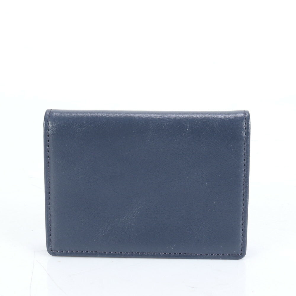 極美品 サマンサキングス スクエア プレート レザー サミット 名刺入れ 二つ折り カードケース コンパクト ネイビー メンズ EEE CM13-8
