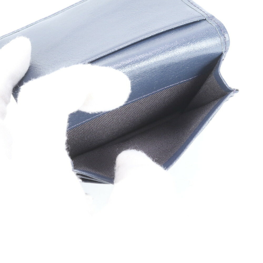 極美品 サマンサキングス スクエア プレート レザー サミット 名刺入れ 二つ折り カードケース コンパクト ネイビー メンズ EEE CM13-8