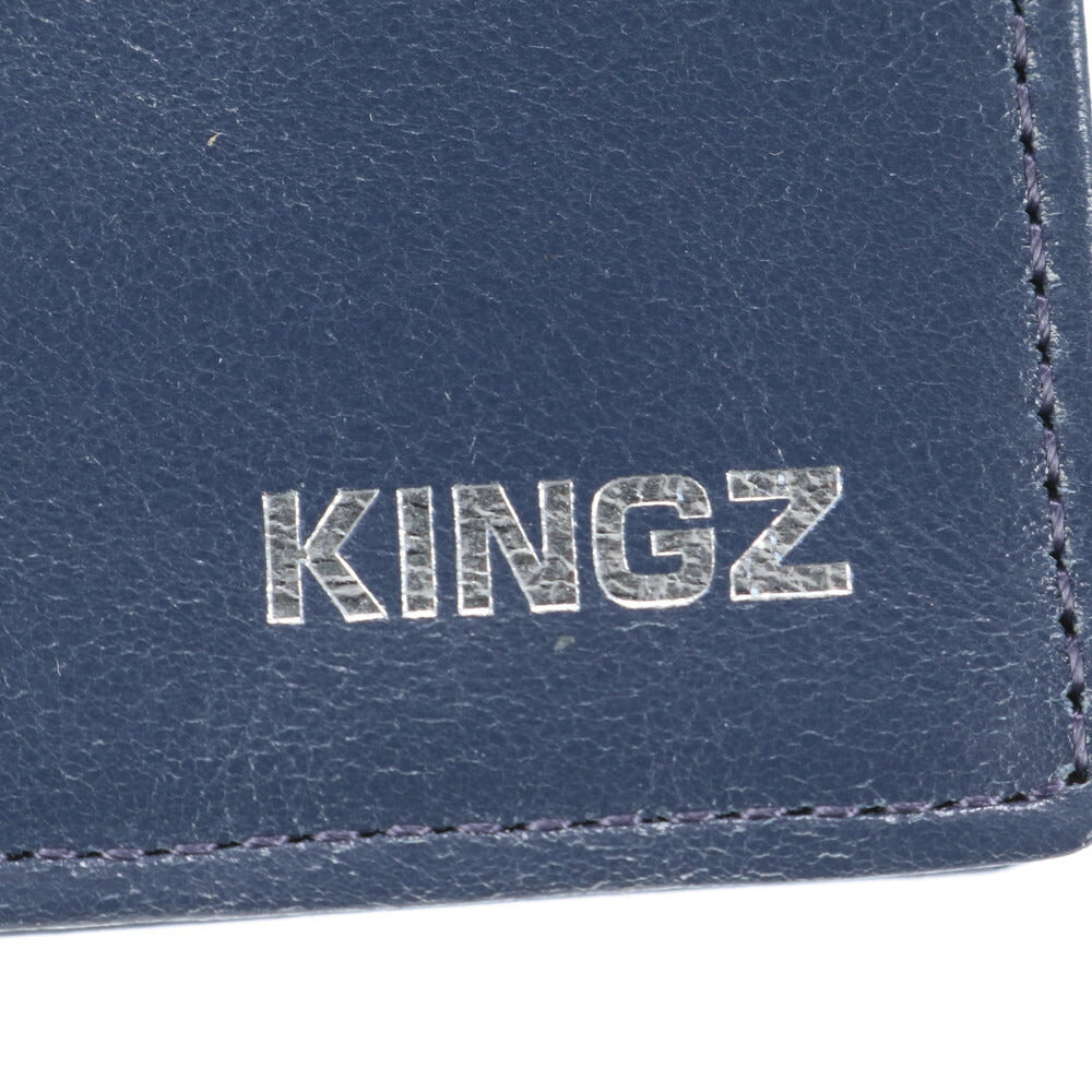 極美品 サマンサキングス スクエア プレート レザー サミット 名刺入れ 二つ折り カードケース コンパクト ネイビー メンズ EEE CM13-8