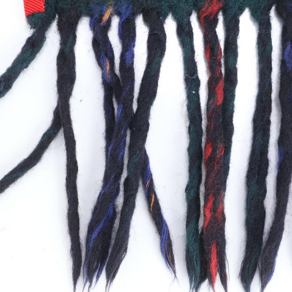 極美品 エルメス タグ付 カシミヤ チェック フリンジ マフラー ネイビー 紺 秋 冬 防寒 ストール メンズ レディース RUE CU20-8
