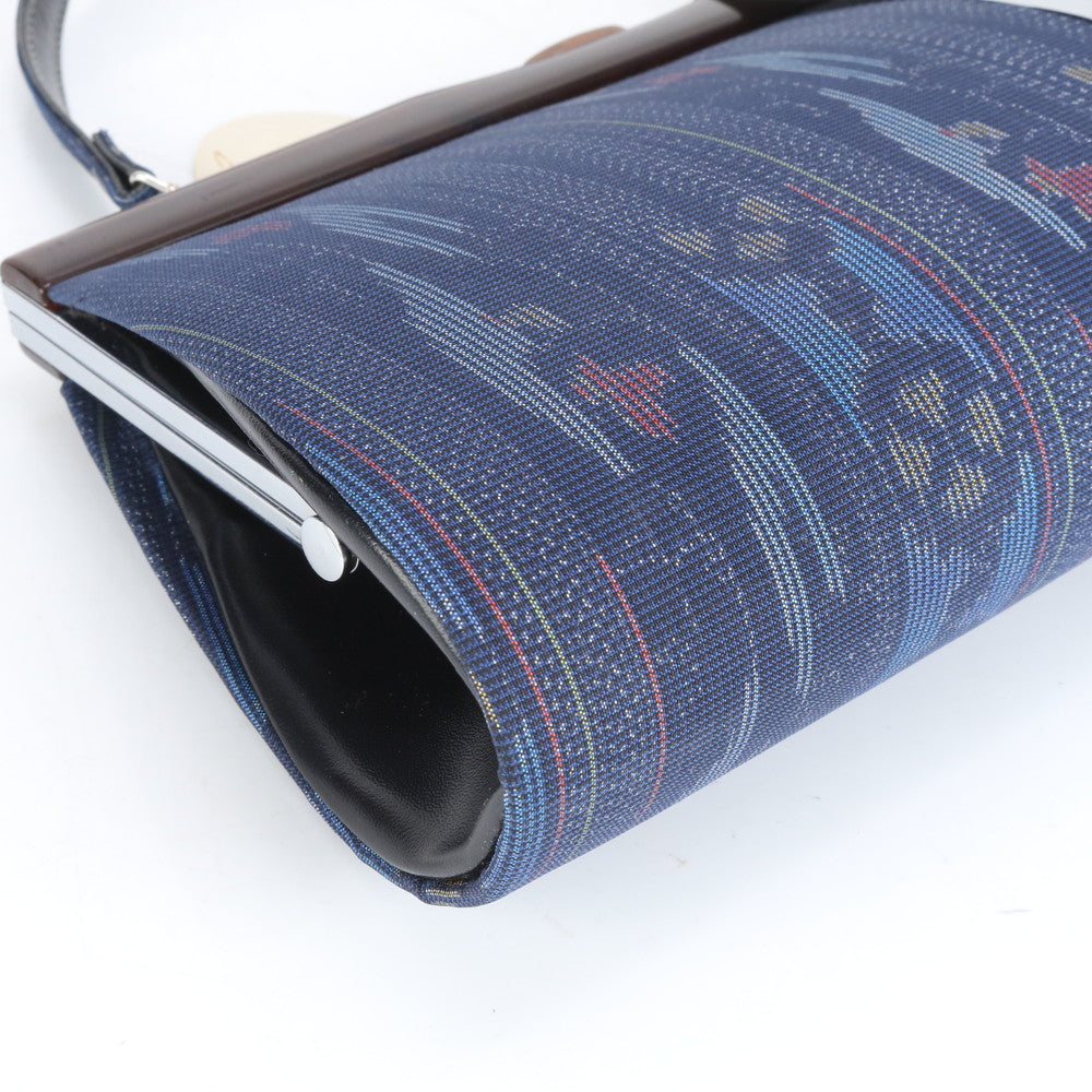 未使用 奄美大島紬 伝統工芸品 総柄 レザー ハンドバッグ トップハンドル トート 和風 モダン ショルダー レディース RCE CN6-5