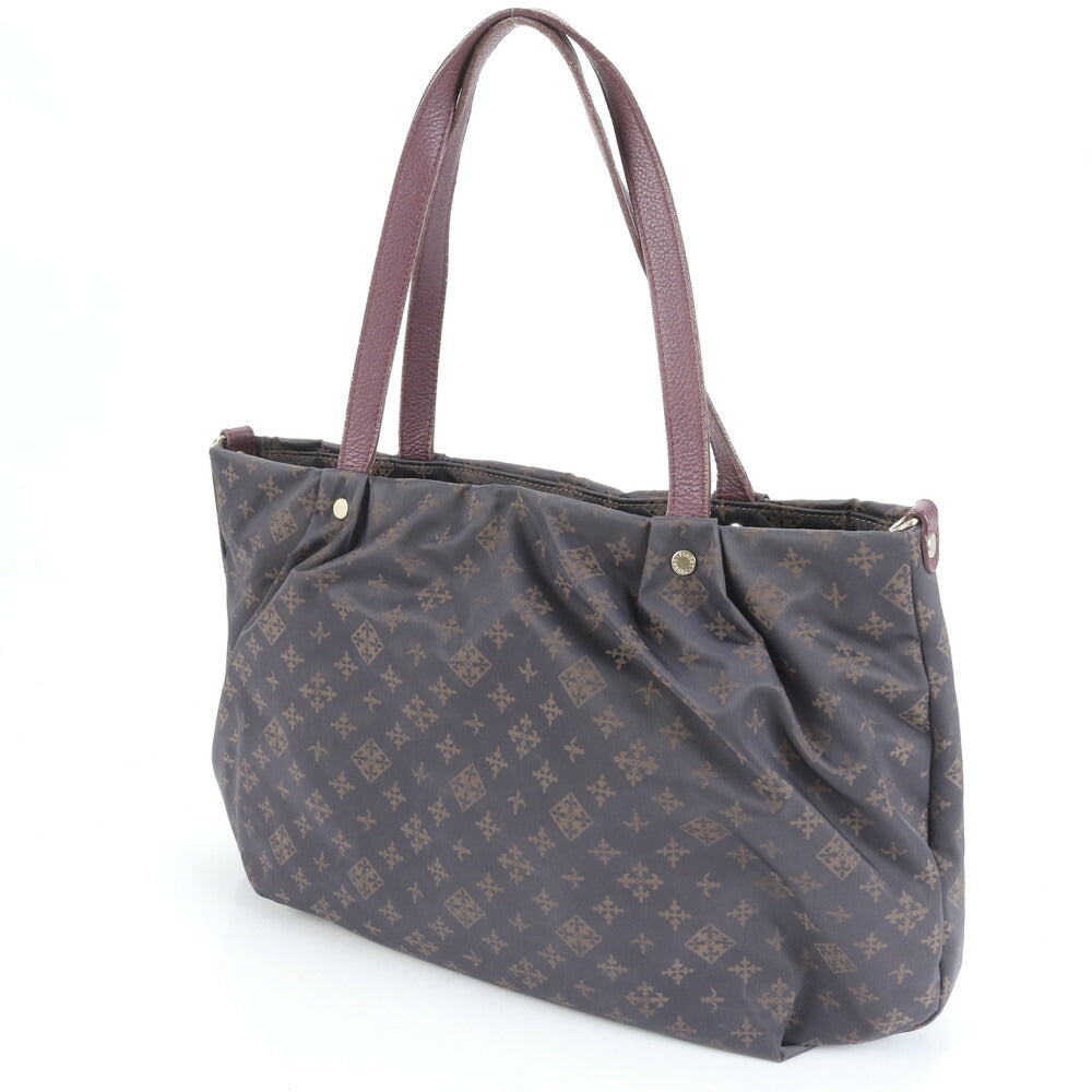 美品 ラシット モノグラム レザー トート バッグ 肩掛け ショルダー ハンド A4 グレー レディース RCE CN5-4