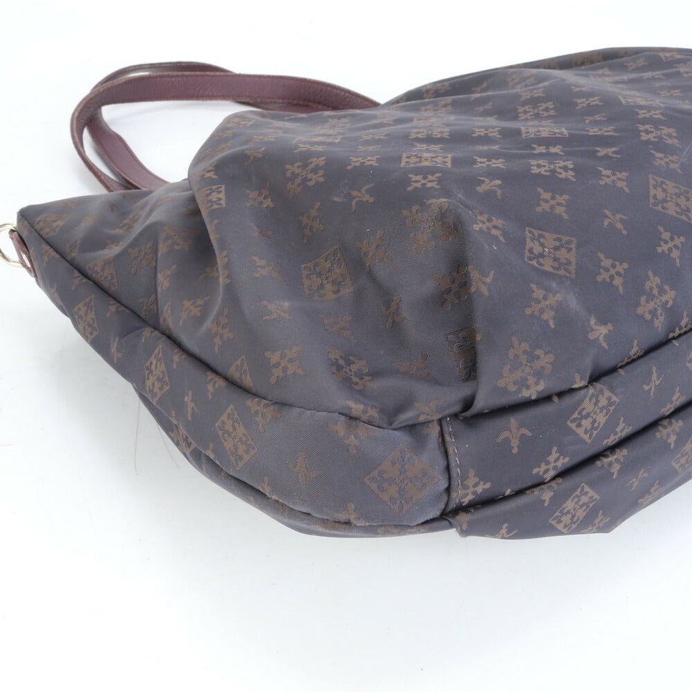 美品 ラシット モノグラム レザー トート バッグ 肩掛け ショルダー ハンド A4 グレー レディース RCE CN5-4