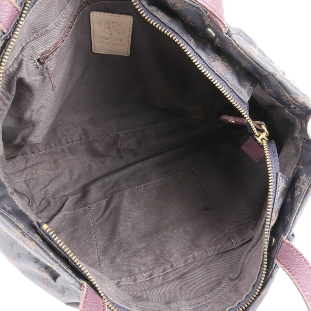 美品 ラシット モノグラム レザー トート バッグ 肩掛け ショルダー ハンド A4 グレー レディース RCE CN5-4