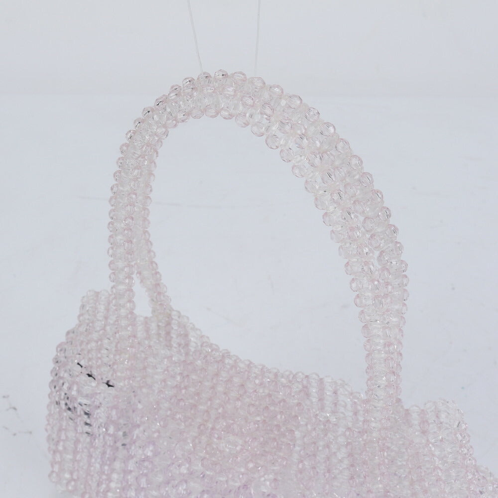 極美品 4℃ ヨンドシー クリア ビーズ ビジュー 装飾 ハンドバッグ トート トップハンドル ショルダー レディース ECE CN2-1