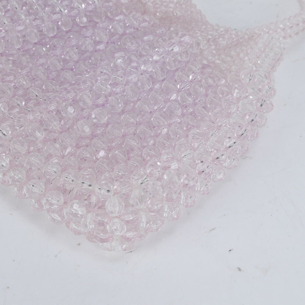 極美品 4℃ ヨンドシー クリア ビーズ ビジュー 装飾 ハンドバッグ トート トップハンドル ショルダー レディース ECE CN2-1