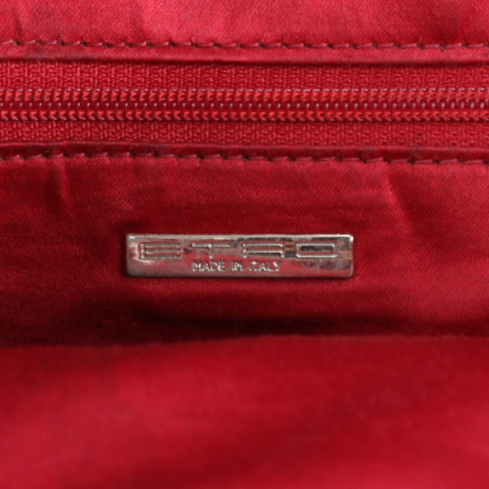 エトロ イタリア製 ペイズリー ラインストーン ビジュー 装飾 レザー ハンドバッグ トート トップハンドル レディース ECE CN10-1