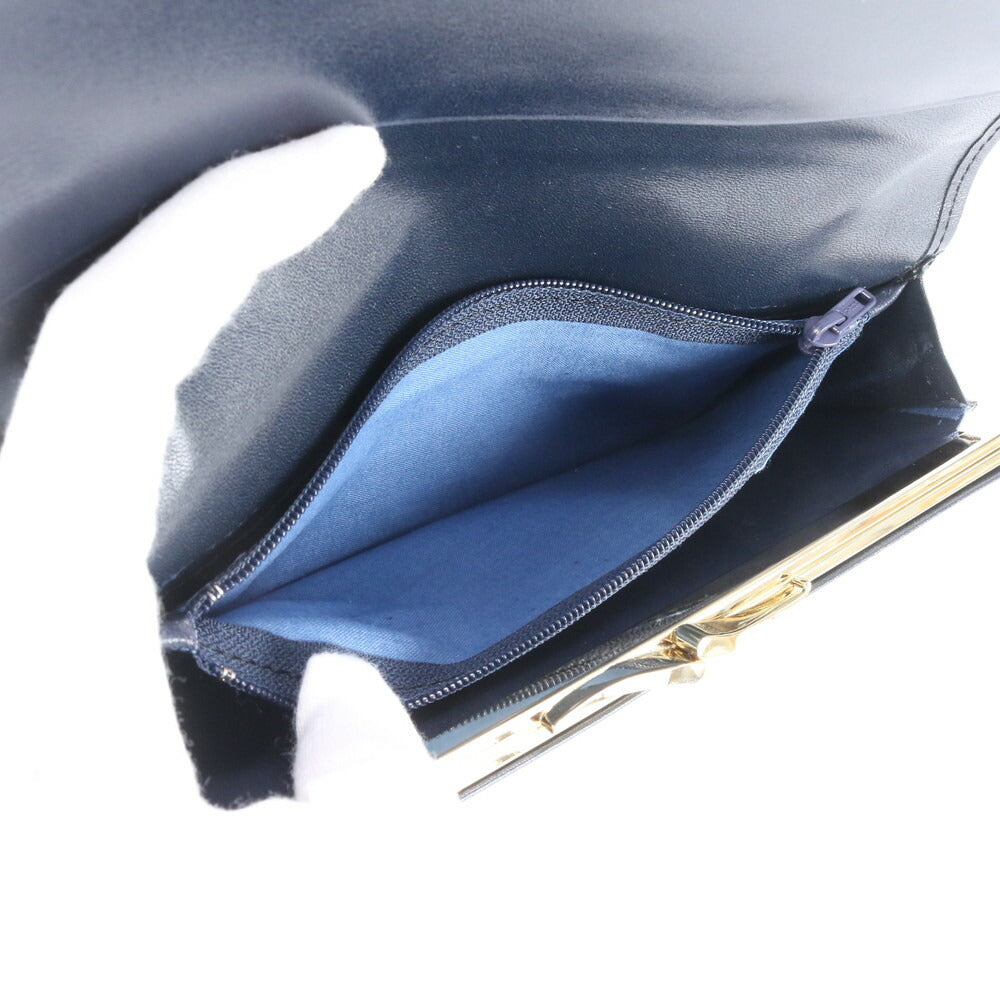 美品 ハナエモリ 蝶 バタフライ レザー 長財布 ロング ウォレット 二つ折り ラウンドファスナー ブラック 黒 レディース RRE CO7-2