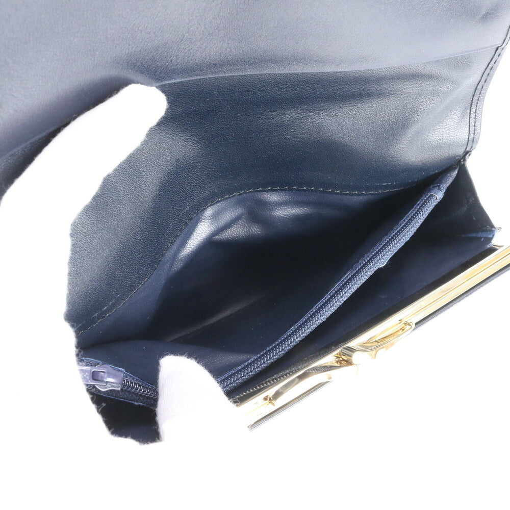 美品 ハナエモリ 蝶 バタフライ レザー 長財布 ロング ウォレット 二つ折り ラウンドファスナー ブラック 黒 レディース RRE CO7-2