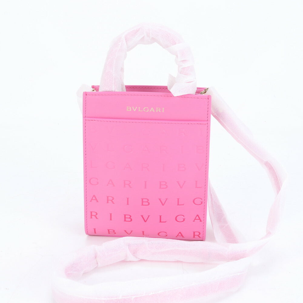 未使用 ブルガリ ロゴ インフィニートゥム ミニ トート レザー 2WAY ショルダーバッグ 斜め掛け ハンド ピンク レディース RUE CO2-3