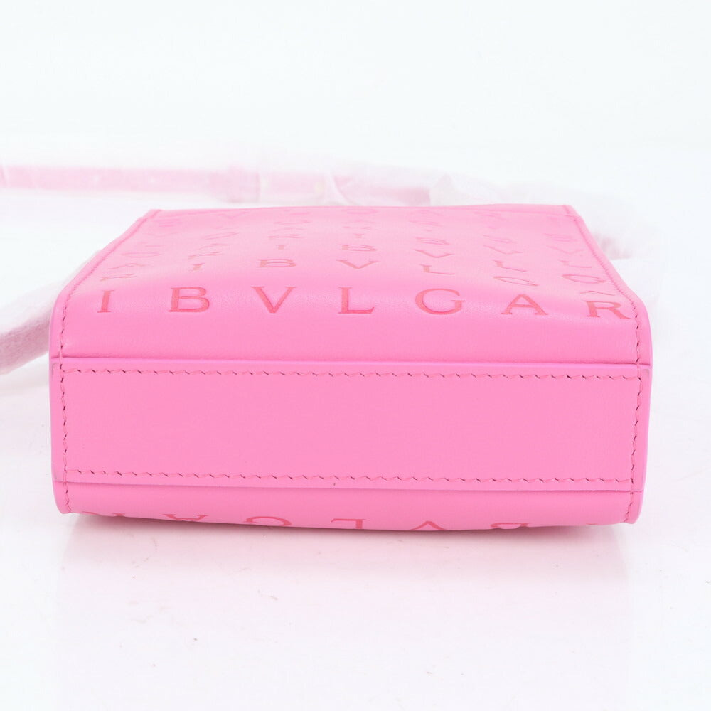 未使用 ブルガリ ロゴ インフィニートゥム ミニ トート レザー 2WAY ショルダーバッグ 斜め掛け ハンド ピンク レディース RUE CO2-3