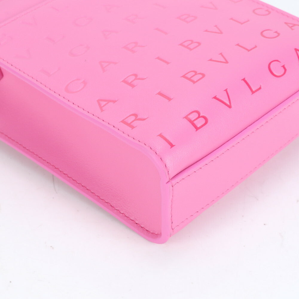 未使用 ブルガリ ロゴ インフィニートゥム ミニ トート レザー 2WAY ショルダーバッグ 斜め掛け ハンド ピンク レディース RUE CO2-3