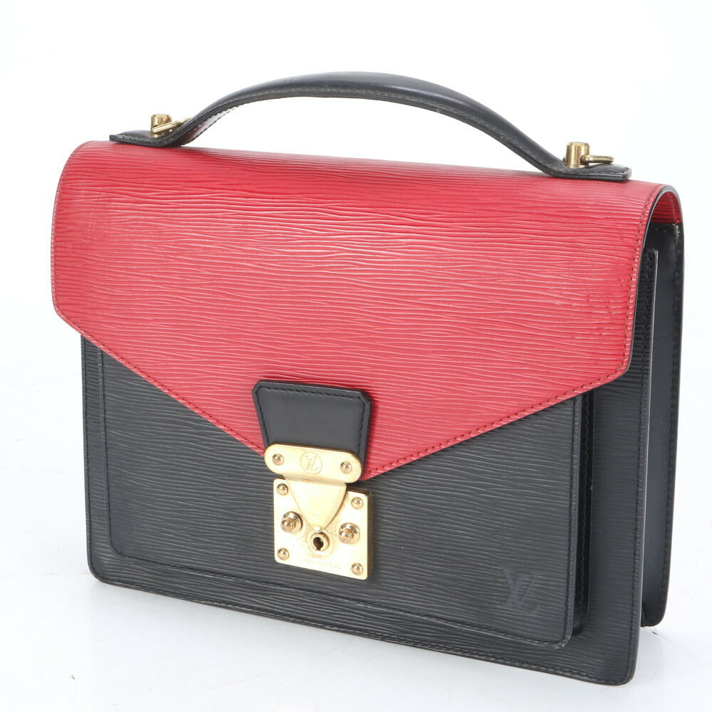 極美品 ベタなし ルイヴィトン エピ モンソー ノワール カスティリアンレッド 2WAY ショルダーバッグ 斜め掛け ハンド RRE CO14-1