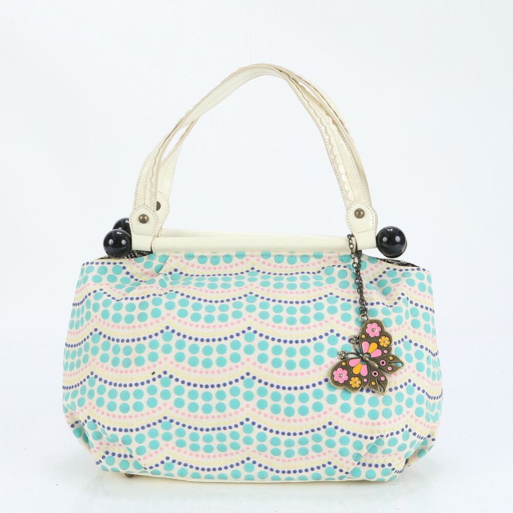 美品 アナスイ バタフライ 蝶 チャーム ドット 水玉 トート バッグ 肩掛け ショルダー ハンド A4 レディース RUE CO8-8