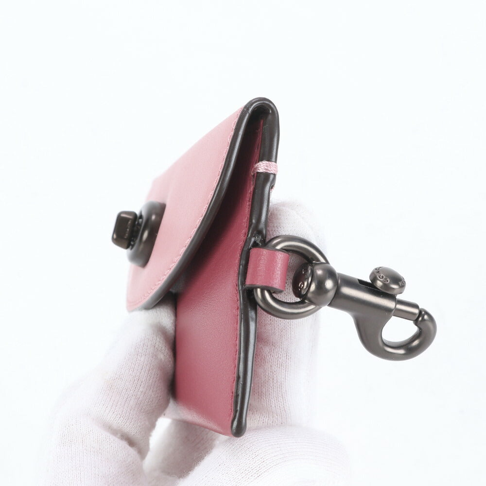 美品 コーチ ターンロック レザー カードケース パスケース 二つ折り 財布 コンパクト ウォレット ピンク レディース RUE CO9-9