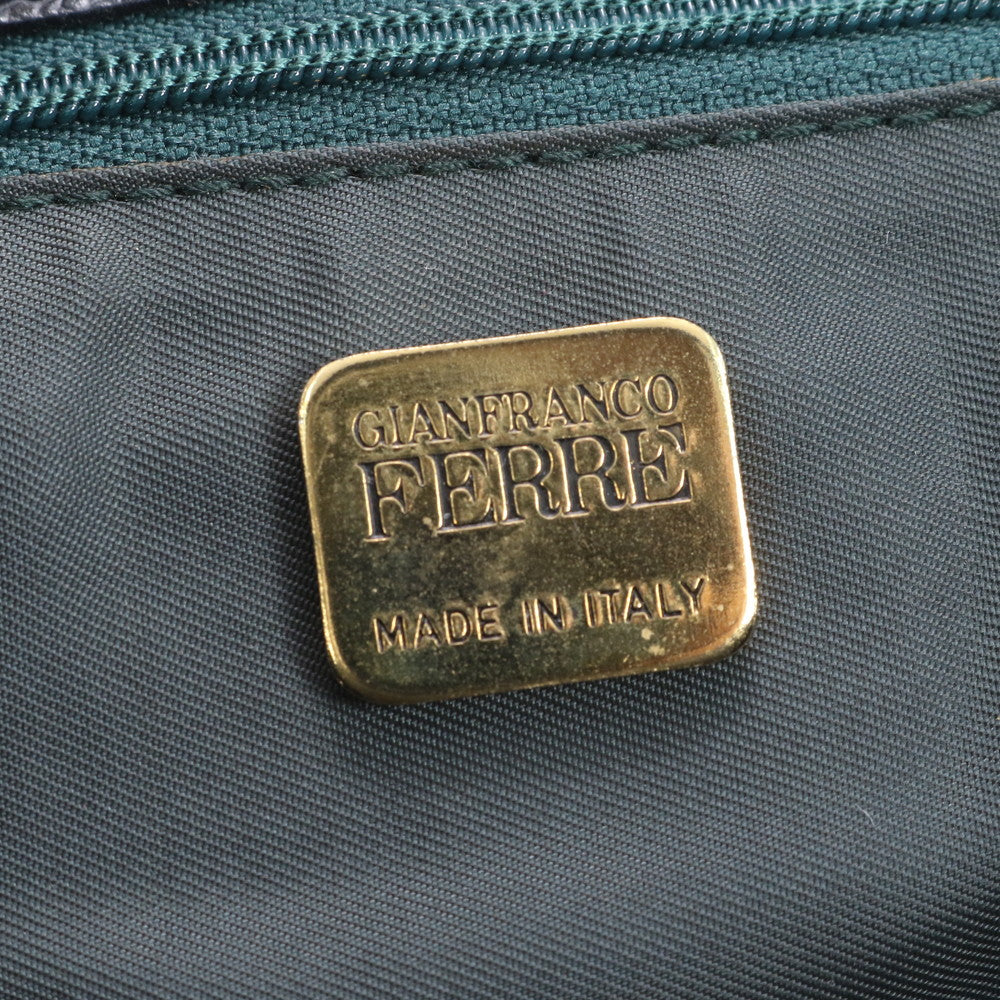 美品 ジャンフランコ・フェレ イタリア製 レザー ショルダーバッグ 肩掛け トート ハンド ネイビー 紺 レディース RUE CO16-3