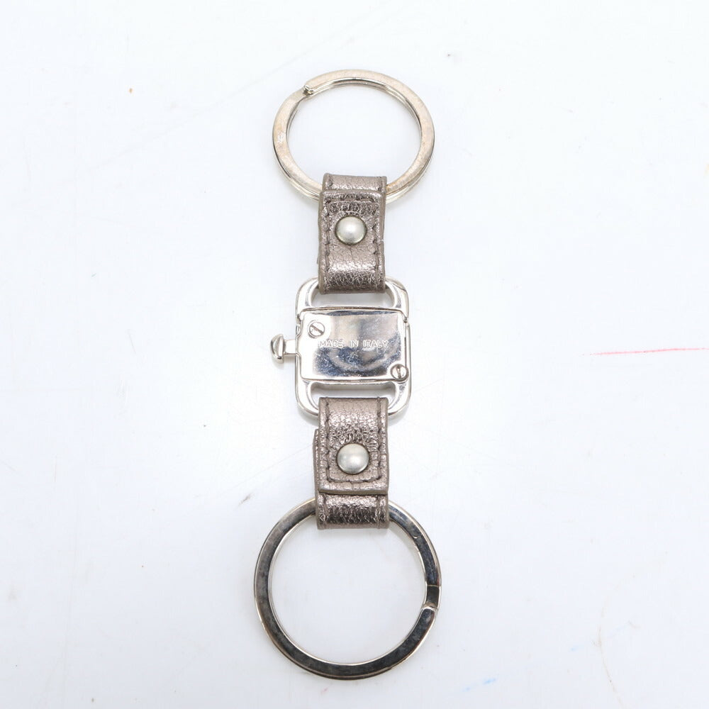 美品 サルヴァトーレ フェラガモ ヴァラ チャーム レザー キーリング シルバー メンズ レディース ERM CP27-2