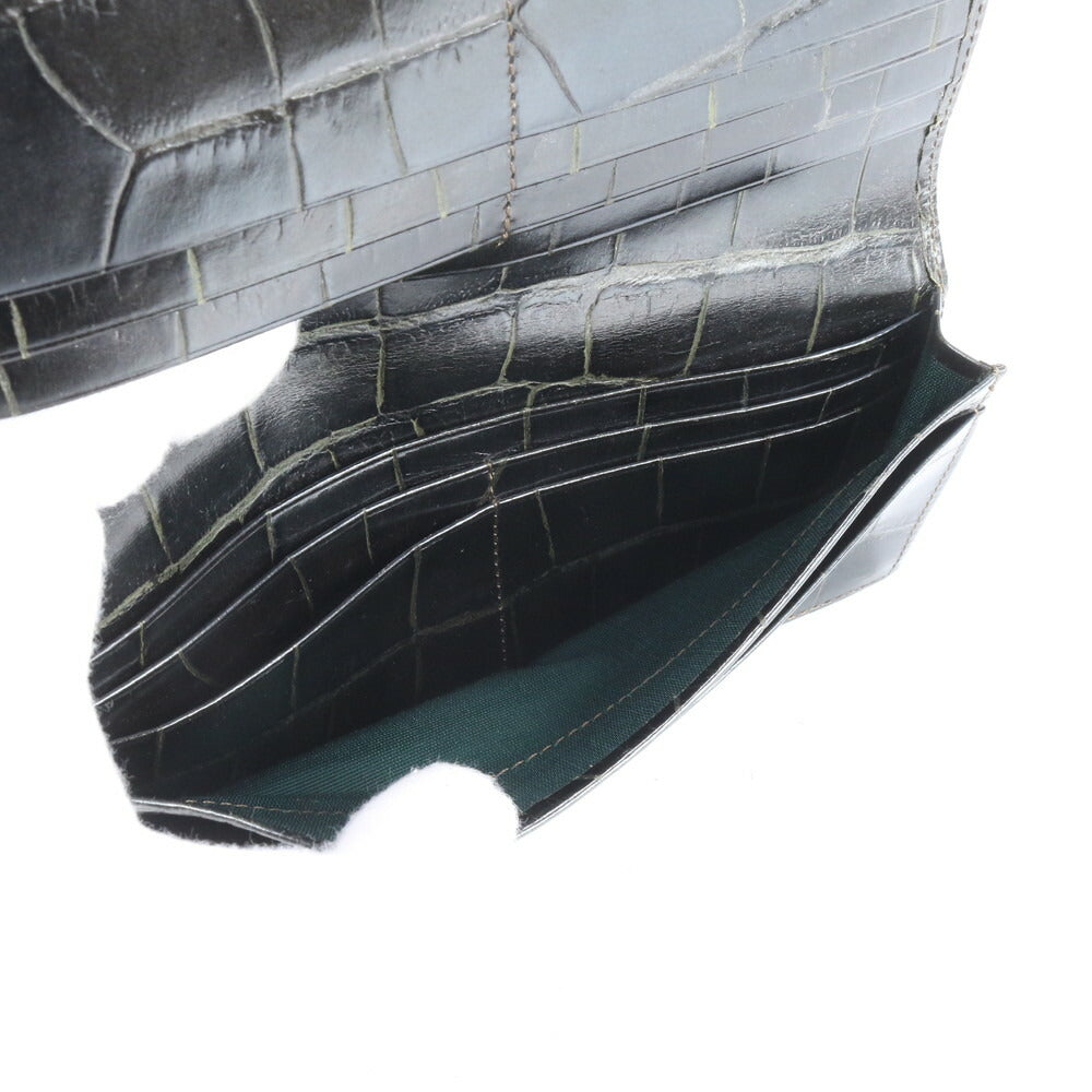 美品 ポールスミス クロコダイル エンボス レザー 長財布 ロング ウォレット 札入れ ラウンドファスナー 二つ折り メンズ ERE CP24-8