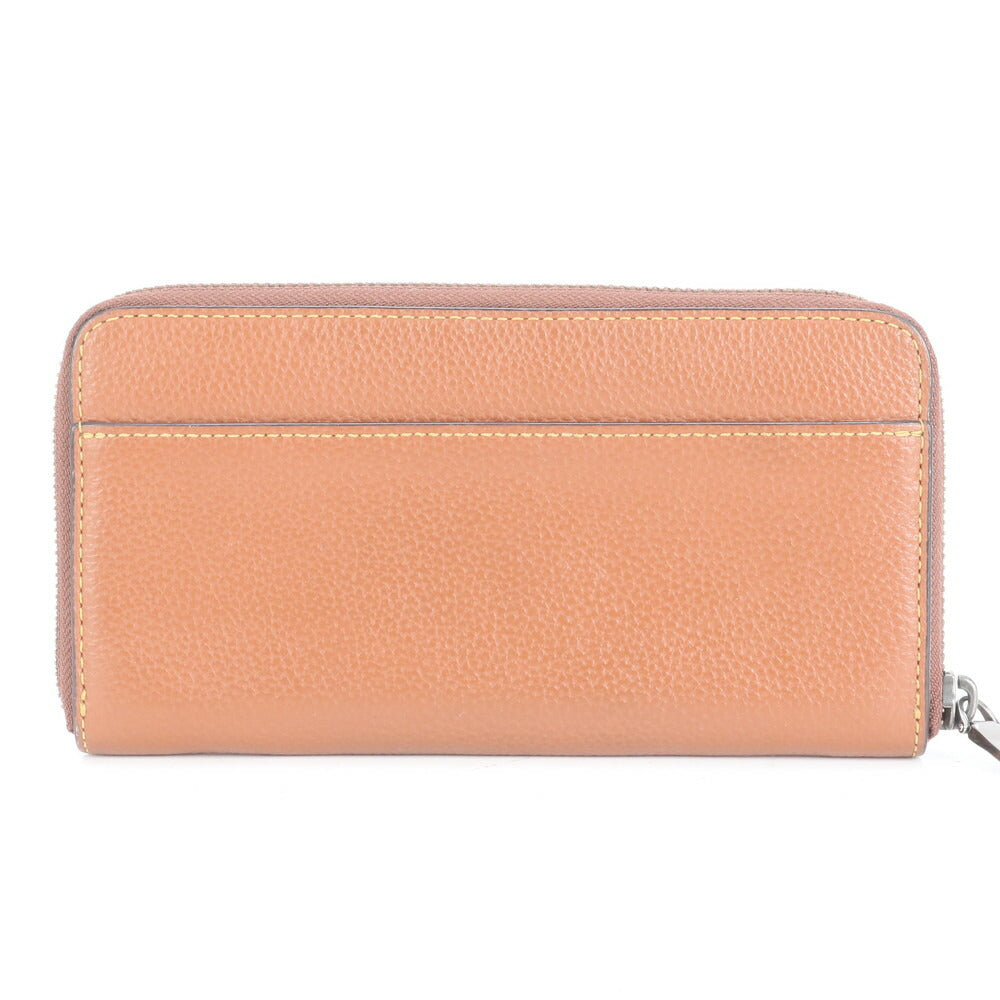 極美品 コーチ レザー アコーディオン ジップ ロング ウォレット 長財布 ラウンドファスナー ブラウン 二つ折り メンズ RUE CP6-4