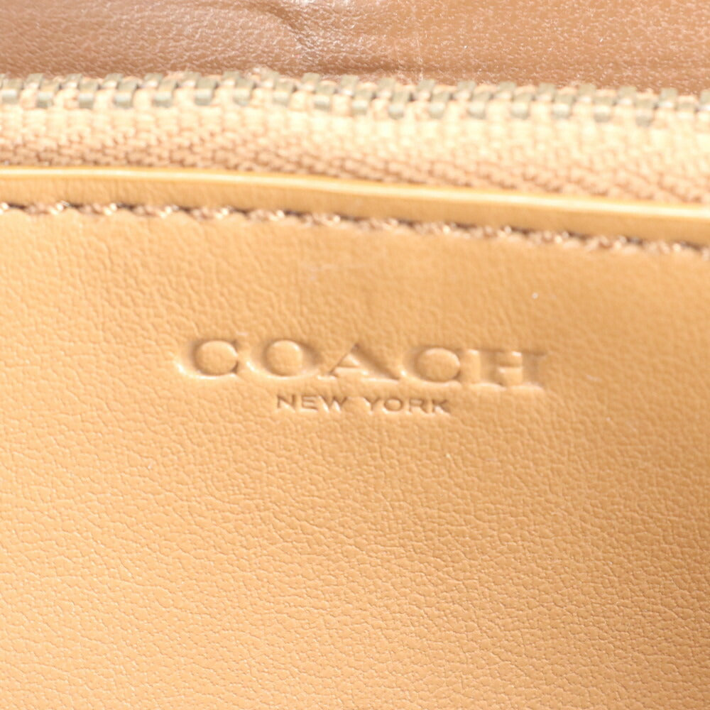 極美品 コーチ レザー アコーディオン ジップ ロング ウォレット 長財布 ラウンドファスナー ブラウン 二つ折り メンズ RUE CP6-4