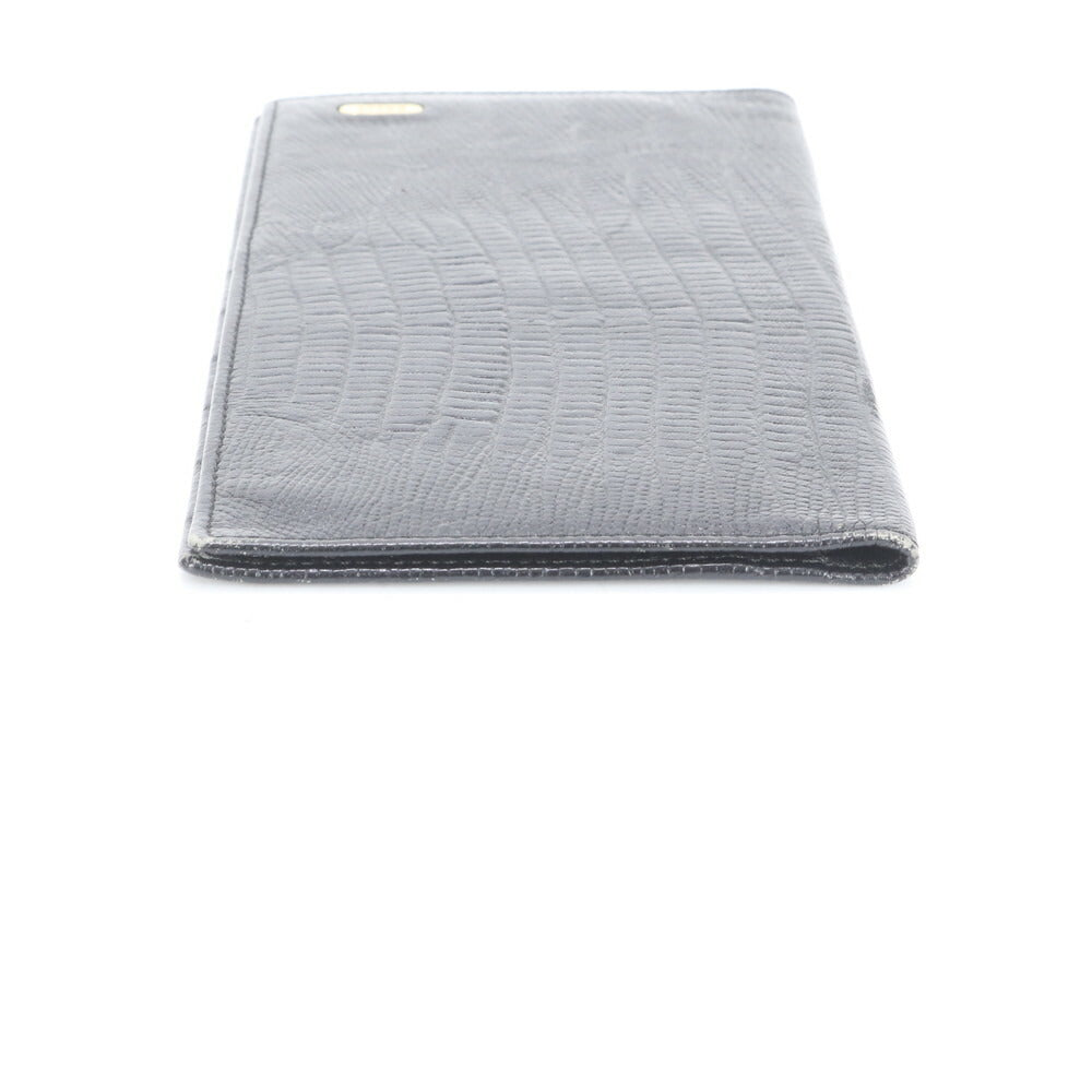 美品 バリー リザード エンボス レザー 長財布 二つ折り ロング ウォレット ラウンドファスナー 札入れ ブラック メンズ RUE CP5-2