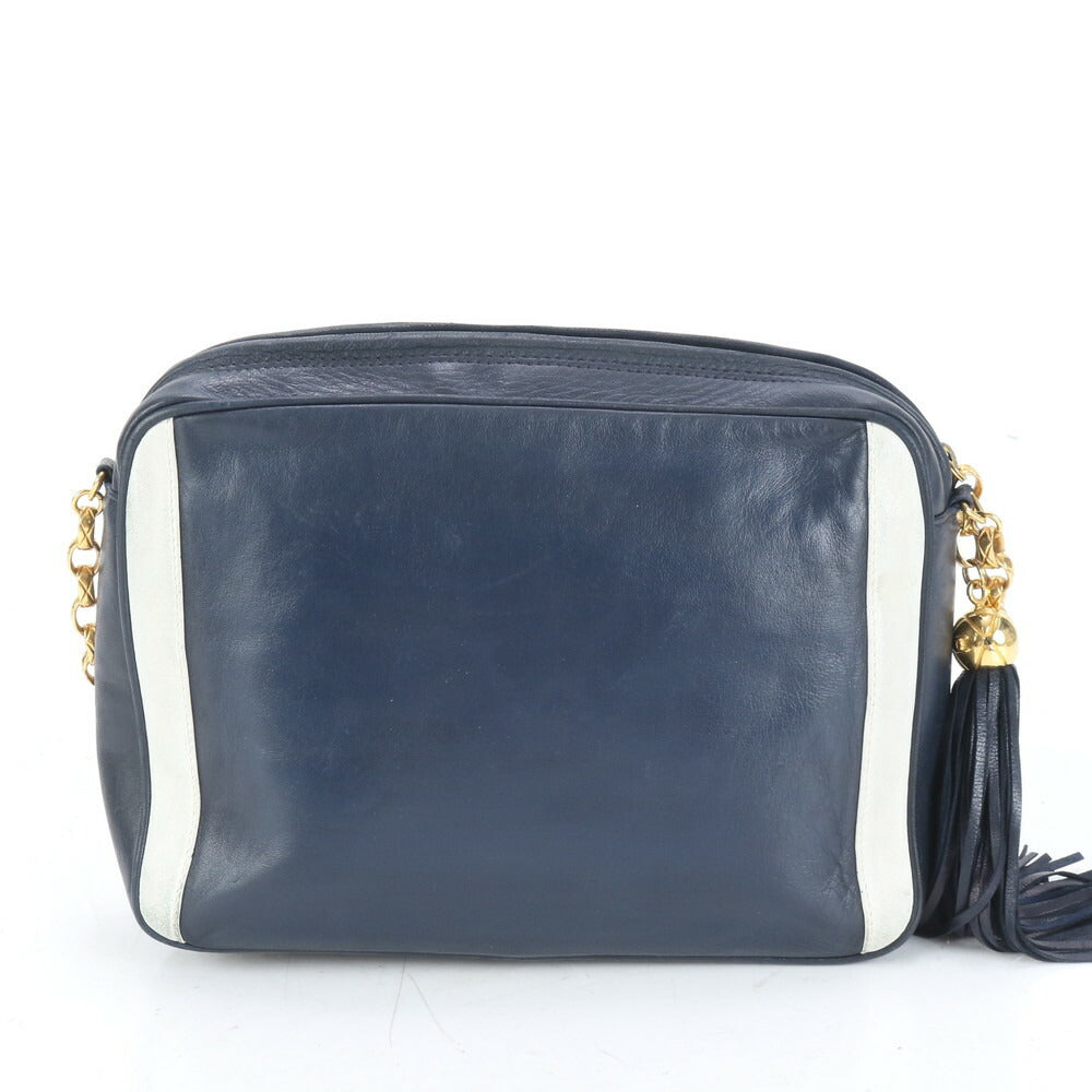 美品 シャネル シリアルシール付 タッセル ラムスキン レザー チェーン ショルダーバッグ 斜め掛け トート レディース EUE CP8-8