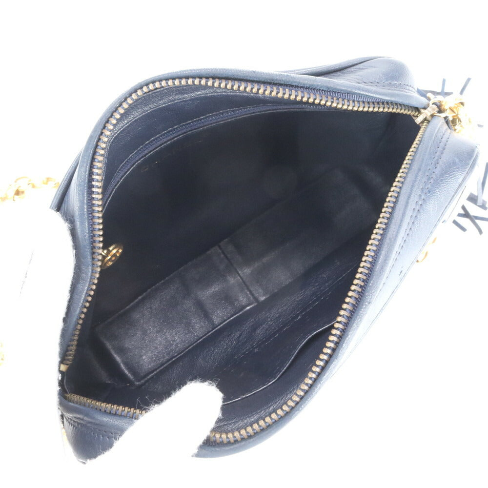 美品 シャネル シリアルシール付 タッセル ラムスキン レザー チェーン ショルダーバッグ 斜め掛け トート レディース EUE CP8-8