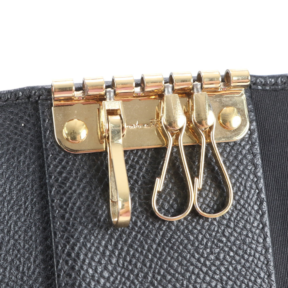 サルヴァトーレフェラガモ ガンチーニ レザー キーケース 6連 キーリング 本革 ブラック 黒 メンズ レディース EUM CP20-5