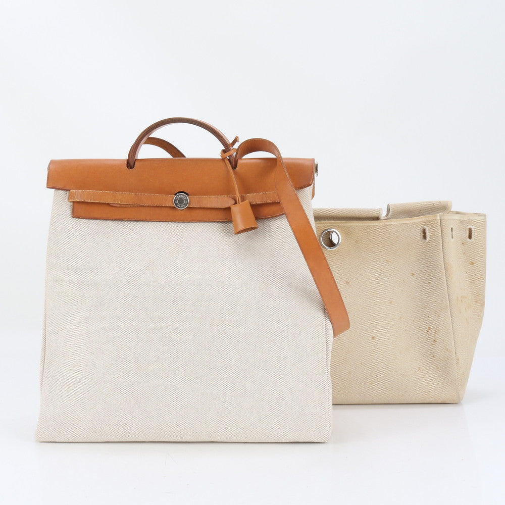 美品 エルメス エールバッグ MM □F 刻印 レザー 2WAY トート バッグ 斜め掛け ショルダー ビジネス 通勤 書類鞄 A4 EEE CP30-9