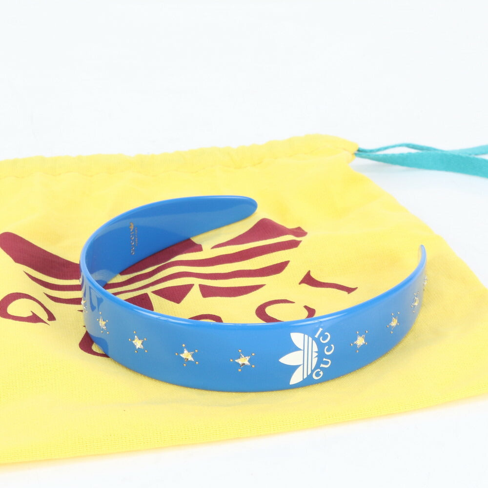 新品同様 グッチ × アディダス トレフォイル カチューシャ スター ビジュー スタッズ ヘアアクセサリー レディース EEE CQ6-4