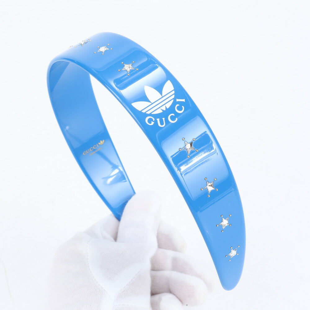 新品同様 グッチ × アディダス トレフォイル カチューシャ スター ビジュー スタッズ ヘアアクセサリー レディース EEE CQ6-4