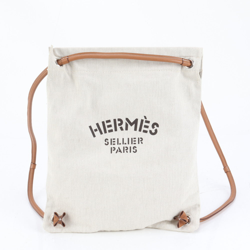 極美品 エルメス Y 刻印 マリーヌ レザー キャンバス リュックサック リュック バックパック バッグ A4 レディース RRE CQ26-5