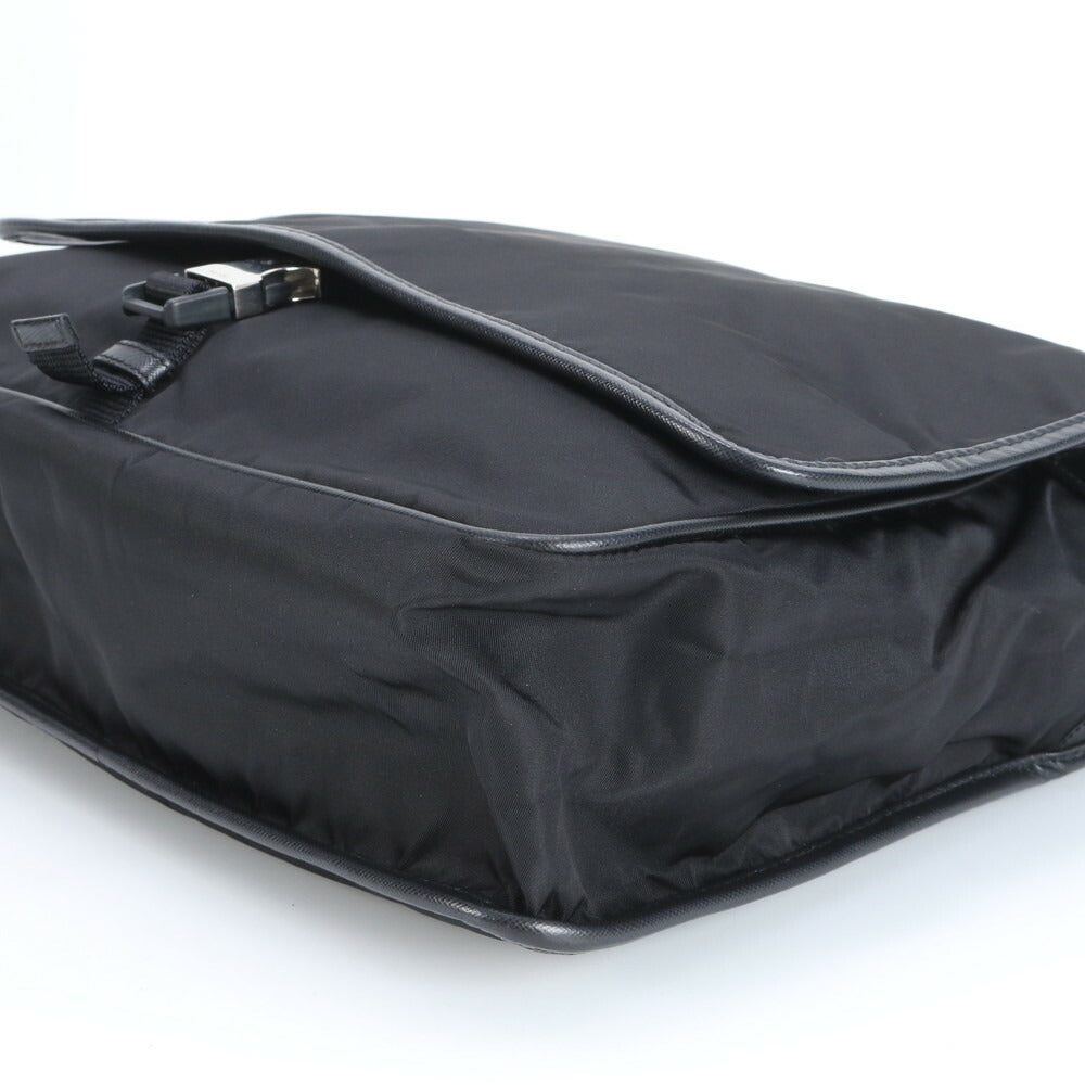 極美品 プラダ テスート ナイロン 三角ロゴ レザー ショルダーバッグ 斜め掛け メッセンジャー ビジネス 通勤 A4 メンズ RRE CR24-3