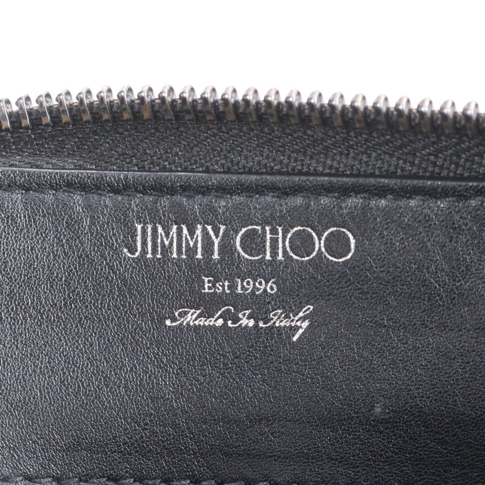 美品 ジミーチュウ スター スタッズ レザー 長財布 ロング ウォレット ラウンドファスナー ネイビー 紺 レディース EEE CR20-5