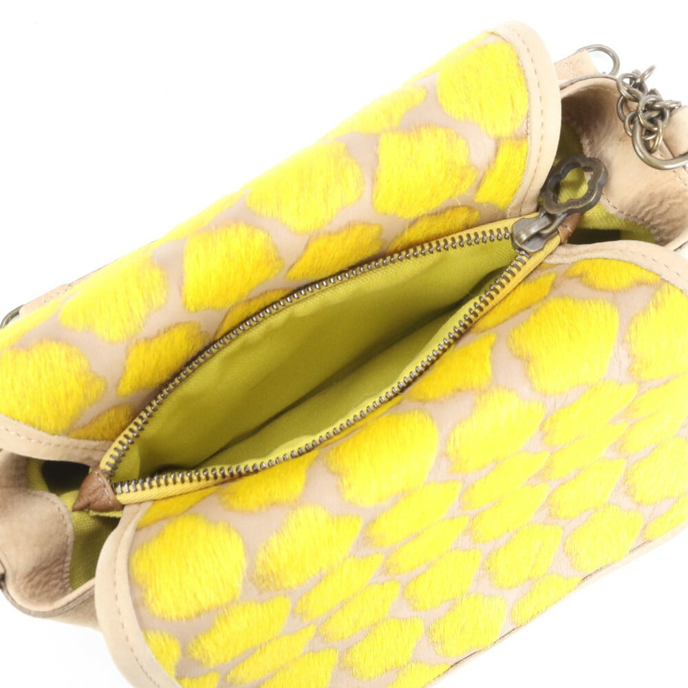 美品 tee Lisa ティーリサ ハラコ フラワー レザーチェーン 2WAY ショルダーバッグ 斜め掛け ハンド トート レディース EEE CR30-9