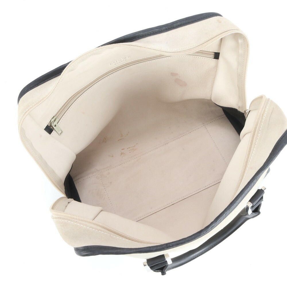 美品 ロエベ アナグラム アマソナ 32 ミニ ボストン レザー ハンドバッグ トート A4 ブラック 黒 レディース EUE CS14-8