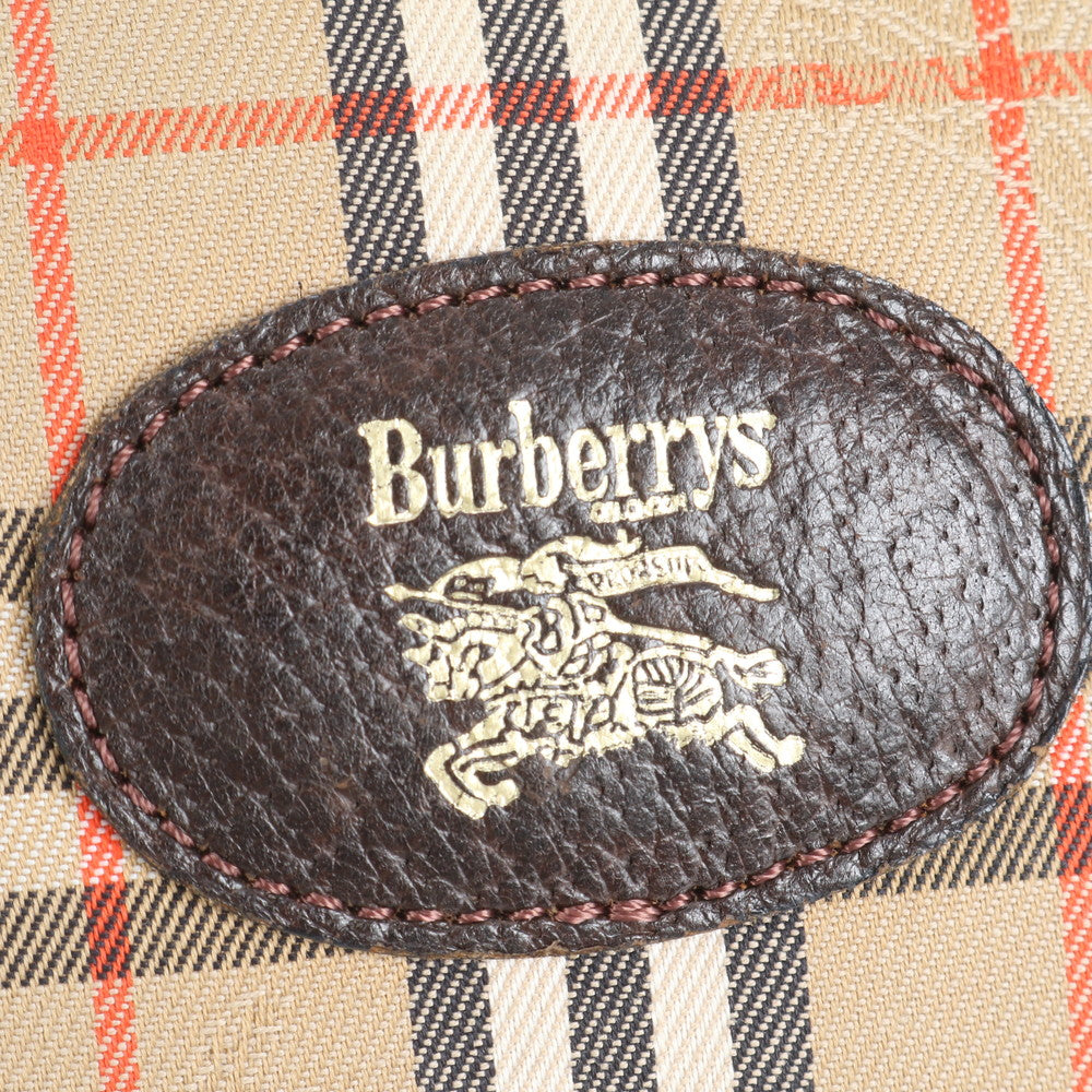 美品 バーバリー ノバ チェック シャドーホース レザー キャンバス 化粧 ポーチ メイク アクセサリー レディース ERE CS8-5