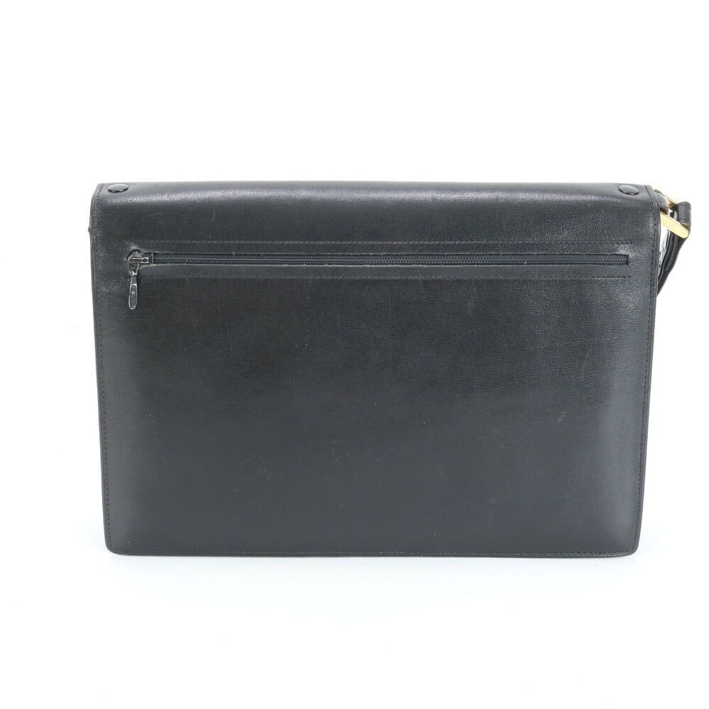 美品 ダンヒル レザー セカンドバッグ クラッチ ポーチ 通勤 ビジネス ブラック 黒 ゴールド 金具 メンズ EEE CS19-4