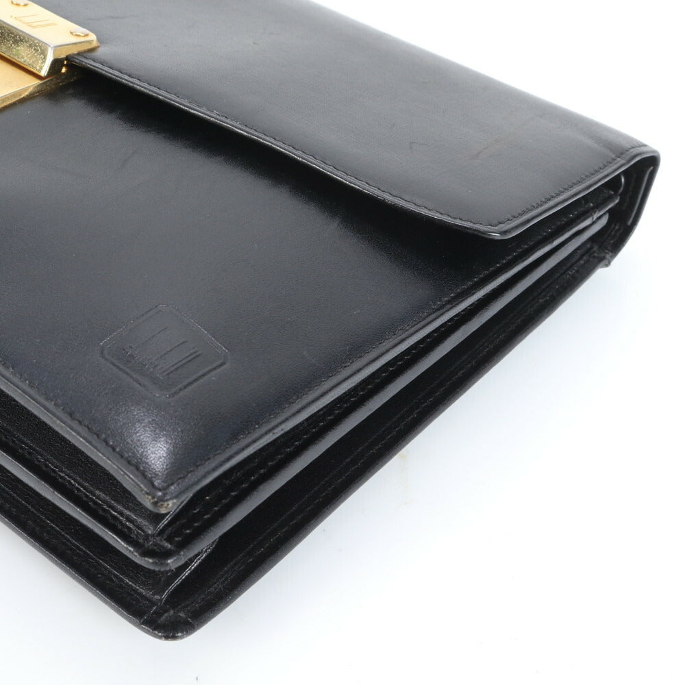 美品 ダンヒル レザー セカンドバッグ クラッチ ポーチ 通勤 ビジネス ブラック 黒 ゴールド 金具 メンズ EEE CS19-4