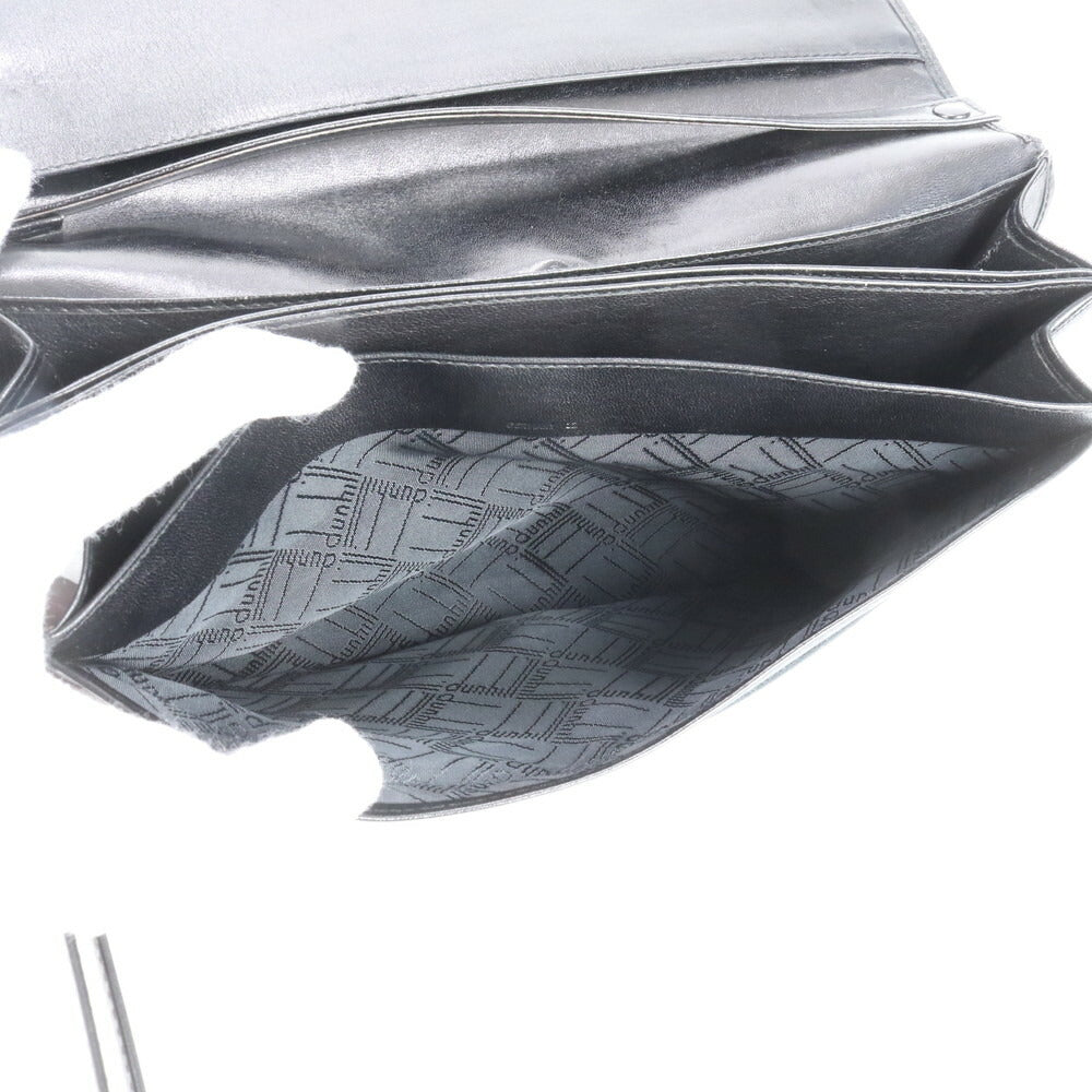 美品 ダンヒル レザー セカンドバッグ クラッチ ポーチ 通勤 ビジネス ブラック 黒 ゴールド 金具 メンズ EEE CS19-4